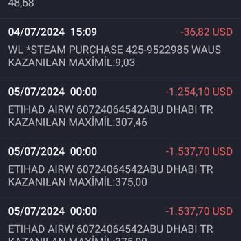 Etihad Havayolları Kredi Kartımdan Ekstra Bilet Kesti