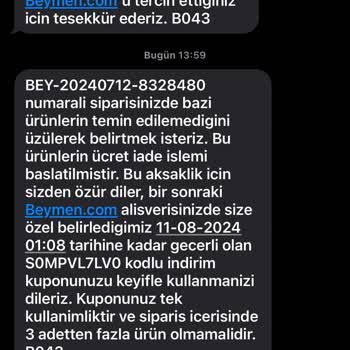 Beymen Ürünümün Elime Ulaşmasını İstiyorum
