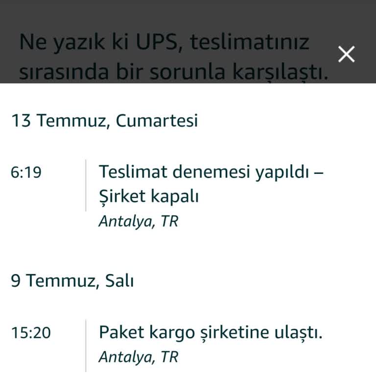 UPS Kargomu Teslim Etmiyor