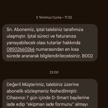D Smart Peşin Ödenen Fatura Alacak Talebi
