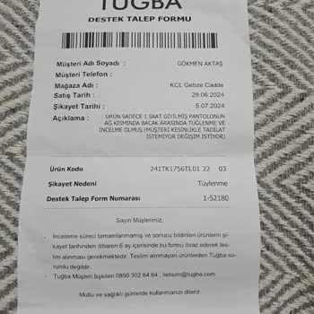 Kalitesiz Ürün Ve Yetersiz Müşteri Hizmetleri: Tuğba Giyim Hayal Kırıklığı