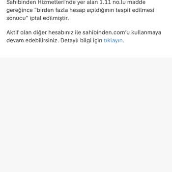 Sahibinden.com Hesabınız İptal Edilmiştir.