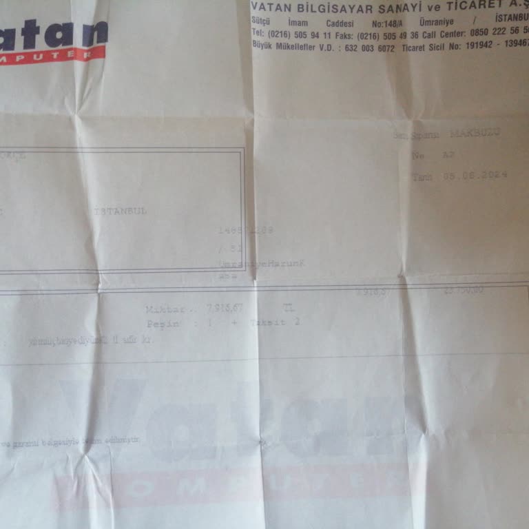 Vatan Bilgisayar İptal Ettiğim Ürünün Para İadesini Yapmıyor.