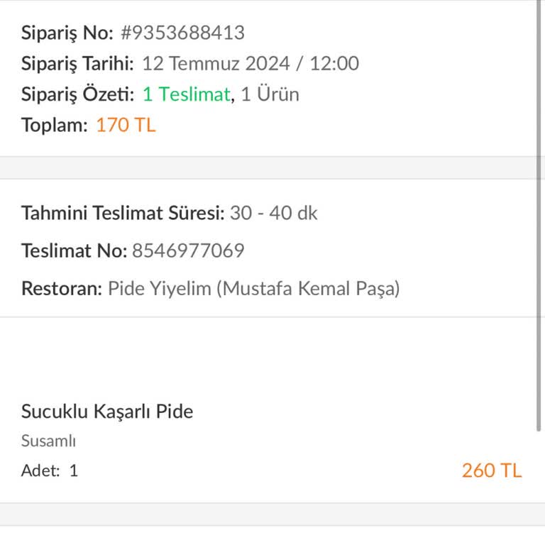 Trendyol - Pide Yiyelim Şikayet