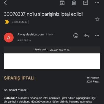 Alwaysfashion Özür İçin Aranacağım Yere Ceza Olarak Müşteri Hesabım Silinmiş