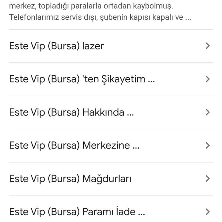 Este Vip (Bursa) Estevip, Clinerm Bursa Şikayet