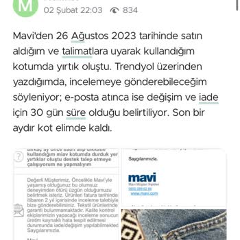 Mavi Miav Kot Şikayetim Geri Dönüş Almadı