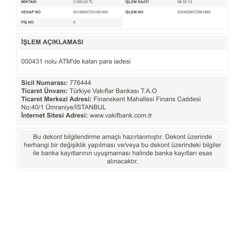 VakıfBank ATM Paraya El Koyma