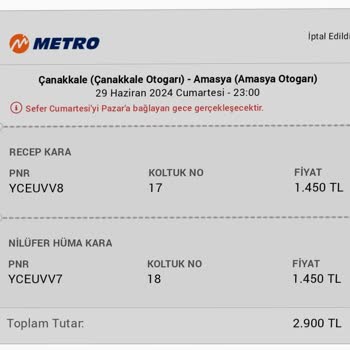 Metro Turizm Ücret İadesini Gerçekleştirmedi