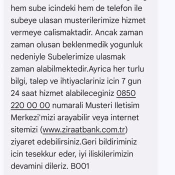 Ziraat Bankası Şube Hizmetleriyle İlgili Müşteri Şikayeti
