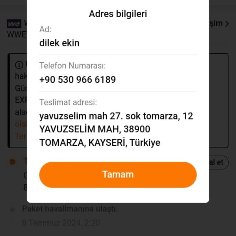 UPS Türkiye Sipariş Verdiğim Adrese Değil De Evinin Adresine Teslimat Görünüyor