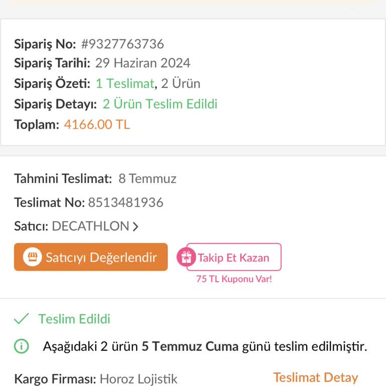 Decathlon Eksik Gönderdiği Ürünün Arkasında Durmuyor.