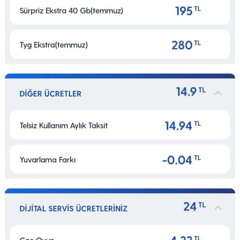 Turkcell Tyg Temmuz Fatura