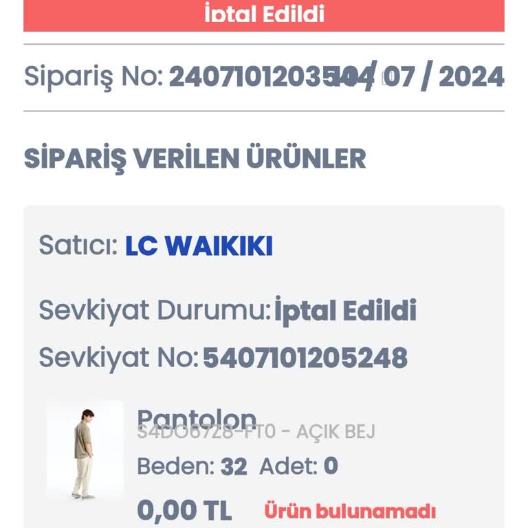 Lcw.com Stokta Olmayan Ürün Satışı.