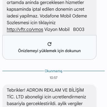 Vodafone Acil Ücret İadesi