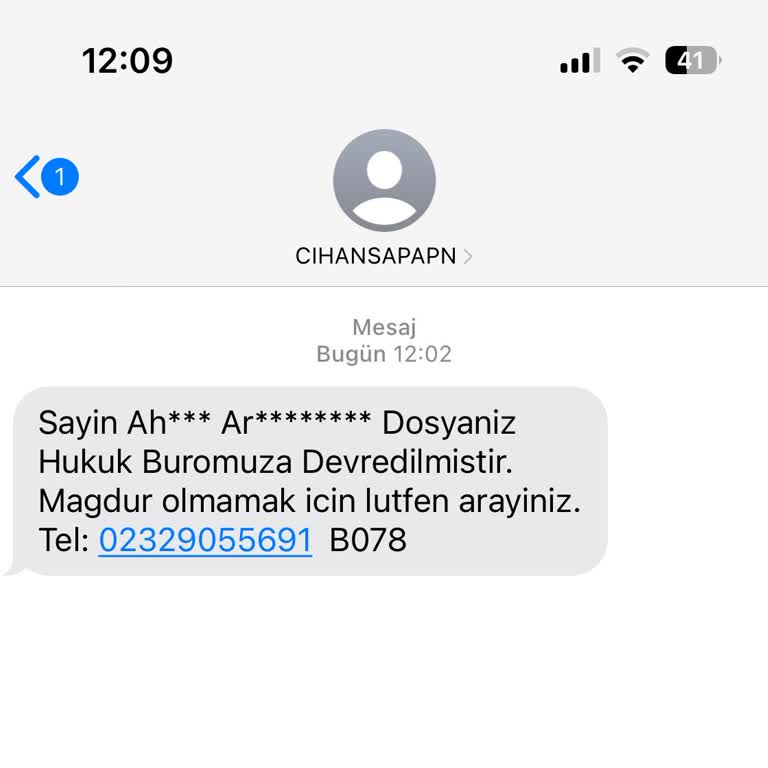 CIHANSAPAPN (SMS) Yanıltıcı Hukuk Bürosu Mesajları Hakkında Şikayet