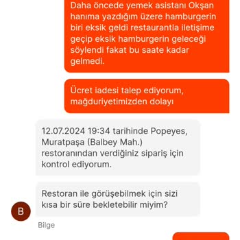 Migros Yemek Eksik Ürün Gönderimi