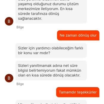 Migros Yemek Eksik Ürün Gönderimi