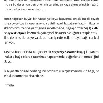 THY Bagaj Hasar Şikayet