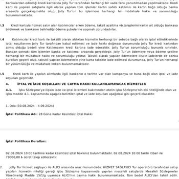 Jolly Tur İptal İade Hk