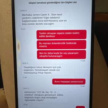 Yemek Sepeti Teslim Edilmeyen Ürün