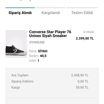 Converse Türkiye Online Kargo Sorunu