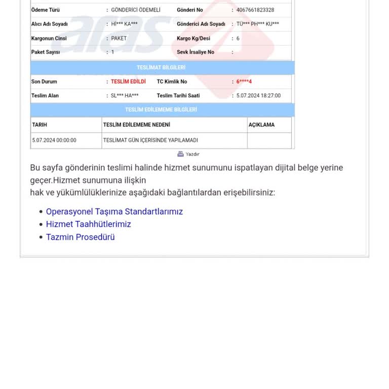 Aras Kargo Müşteri Mağduriyeti Sorunu