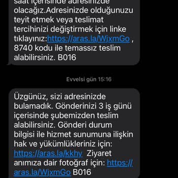 Aras Kargo Gel Al Noktasında Kargo Teslim Sorunu Ve Yanıltıcı Mesajlar