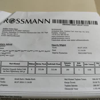 Rossmann İnternet Sitesi Bozuk Ürün Yolluyor