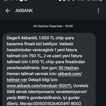 Akbank'ın Taahhüt Edilen Chip Parayı Ödememesi