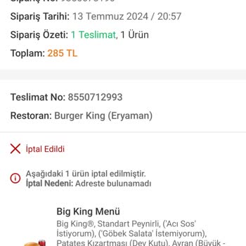 Trendyol GO Sokağa Bıraktık Denilen Sipariş