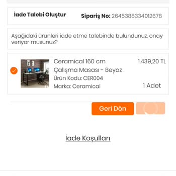Evidea Evidence Ürün İade Kodu Alamıyorum