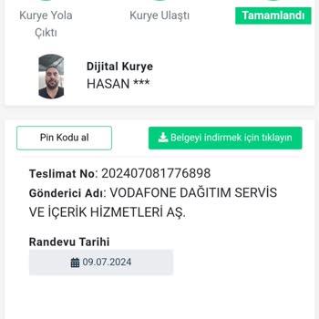 Dijital Kurye Vodafone Hat Teslim Edilmedi Görünüyor