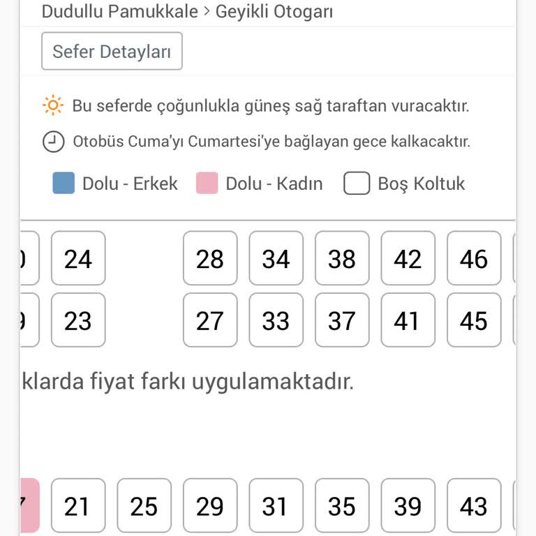 Pamukkale Turizm Pamukkale Yanlış Koltuk Vermesi