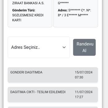Kuryenet Ulaştırılamayan Banka Kartı