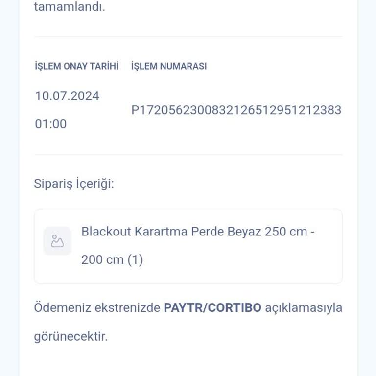 Cortibo.com Sipariş Verdiğim Perde Hakkında Bilgilendirilmiyorum