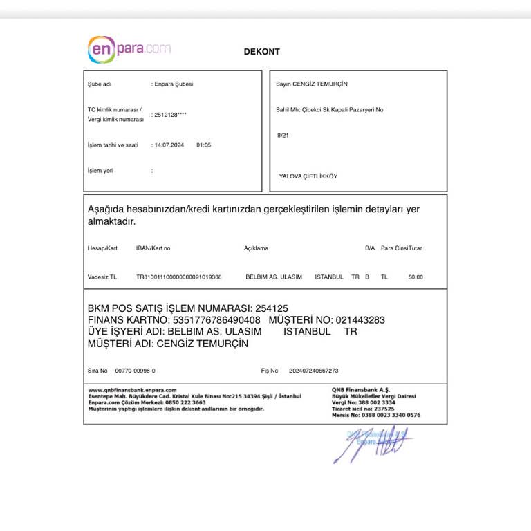 İdo Eskihisar Topçular Alınan Haksız Para