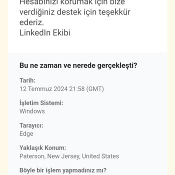Linkedin Güvenlik Sorunu Hesabım Çalındı