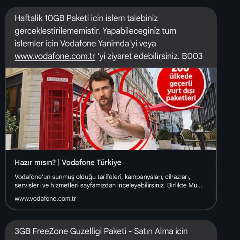 Vodafone Ek Paket Alma Sorunu