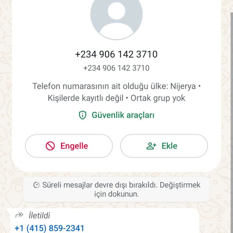 WhatsApp Bilinmeyen No