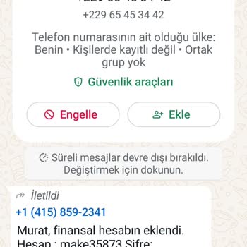 WhatsApp Şüpheli WhatsApp Mesaj