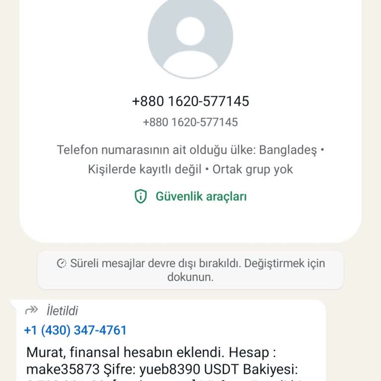 WhatsApp +880 No Üzerinden İletişim Kurulmaya Çalışılıyor
