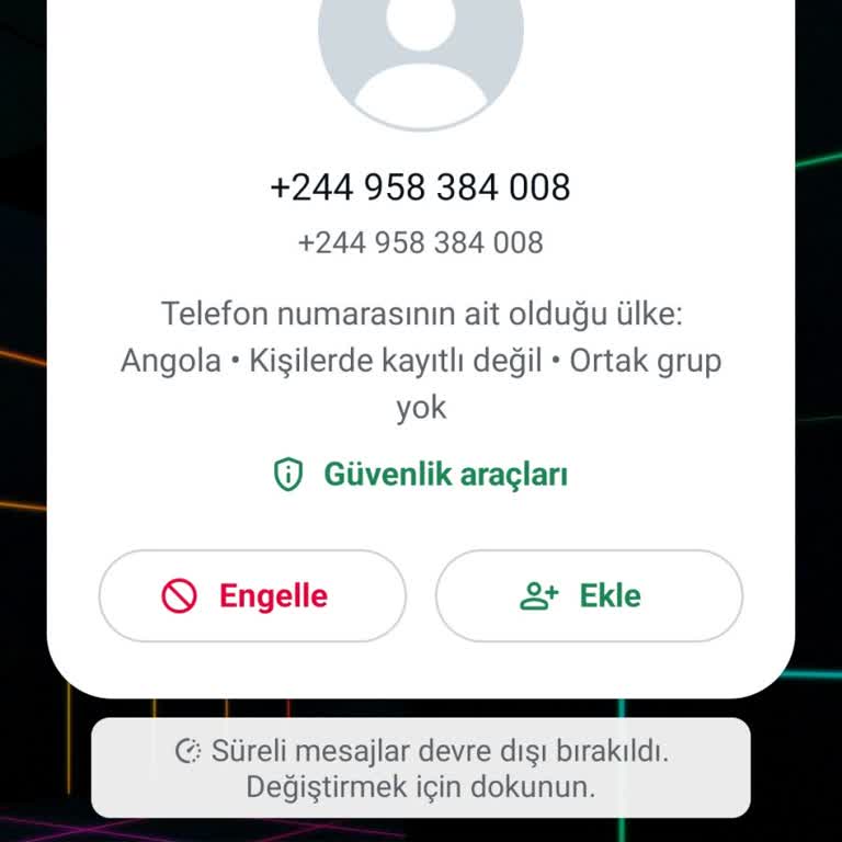WhatsApp Gelen Yabancı Uyruklu Mesaj...