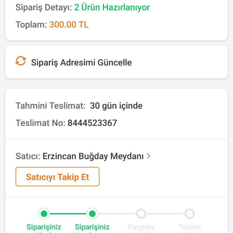 Trendyol Firması Erzincan Buğday Meydanı, Ürün Teslim Geciktiriyor