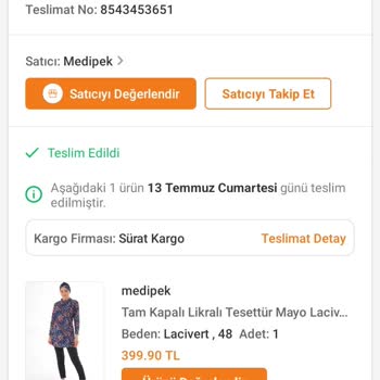 Sürat Kargo Ürün Teslim Edilmeme Sorunu.