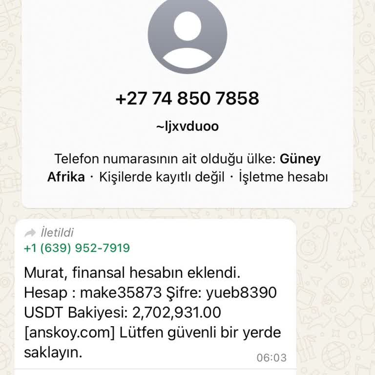 WhatsApp Dan Gelen Mesaj