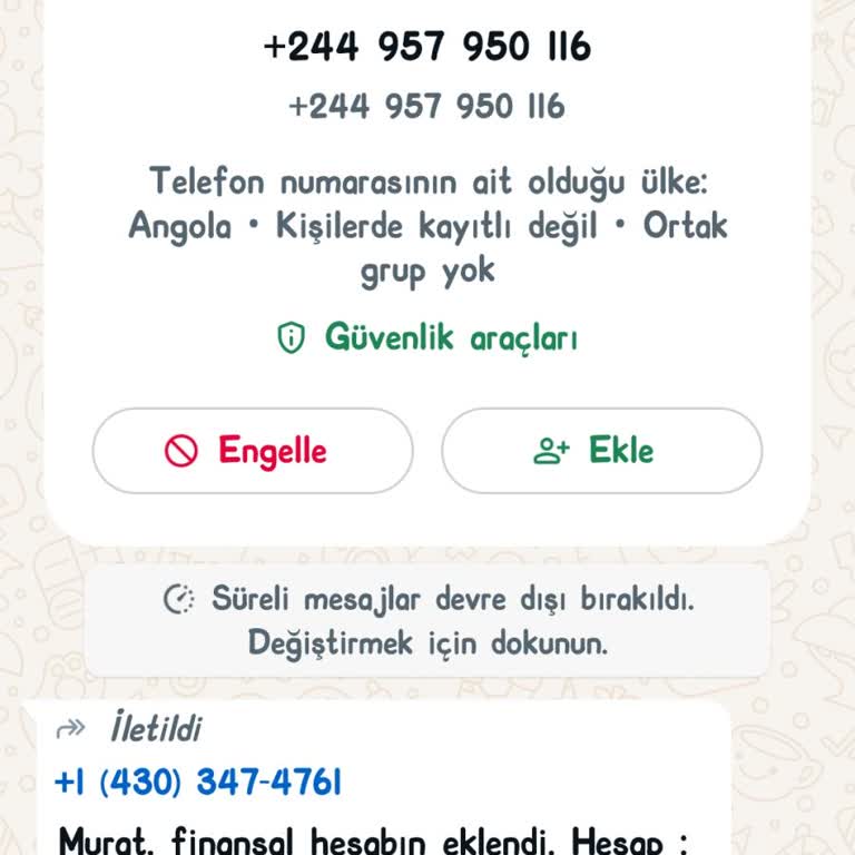 WhatsApp Hesabın Eklendi Mesajı