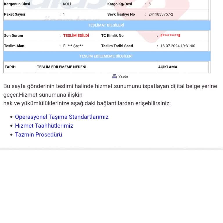 Aras Kargo Kargomu Teslim Etmedi Ama Teslim Edildi Yazıyor