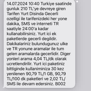 Turkcell Kullanılmadığı Halde Yurt Dışı Ücreti Kesti