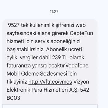 Vodafone Ceptefun Aboneliği Sorunu